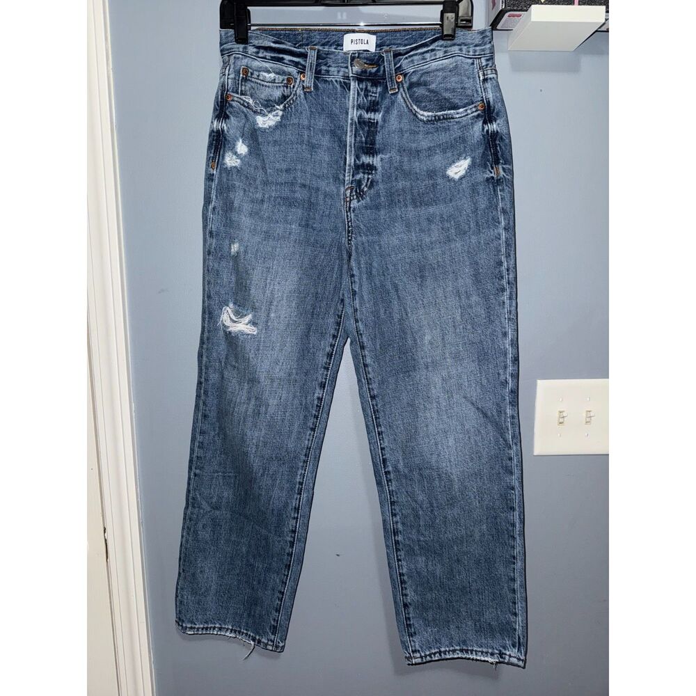 Pistola Button-Fly Straight Leg Distressed Jeans | Size 29 | Premium Denim